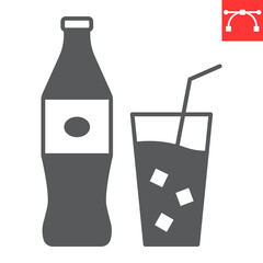 Cola bottle glyph icon, soda and beverage, lemonade vector icon, vector graphics, editable stroke solid sign, eps 10.