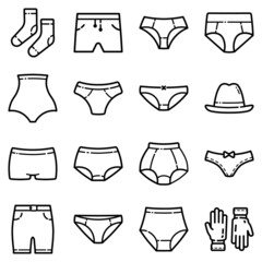 Clothes Flat Icon Set Isolated On White Background