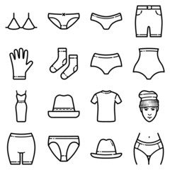 Clothes Flat Icon Set Isolated On White Background