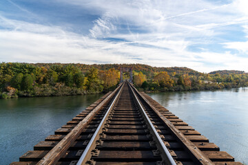 Fototapeta na wymiar Railroad Train Trestle Bridge