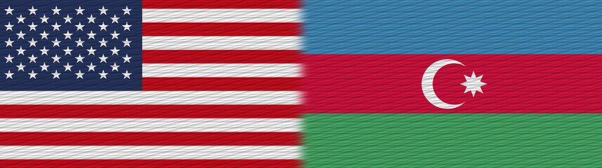 Azerbaijan and United States Of America Fabric Texture Flag – 3D Illustration