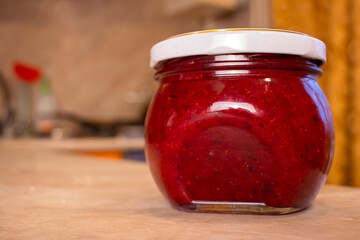 A jar of cranberry jam