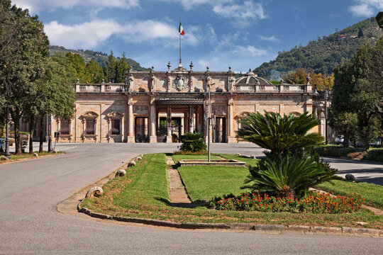 Montecatini Terme, Tuscany, Italy: the ancient Terme Tettuccio spa complex, famous for its thermal springs. The 19th century building is a fine example of neoclassical style architecture