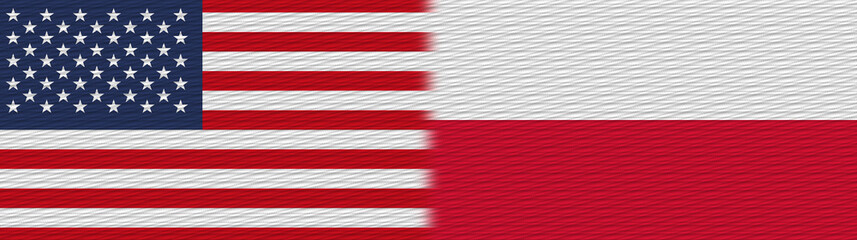 Poland and United States Of America Fabric Texture Flag – 3D Illustration
