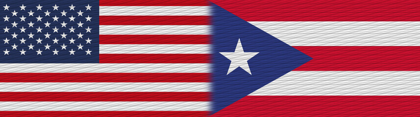 Puerto Rico and United States Of America Fabric Texture Flag – 3D Illustration