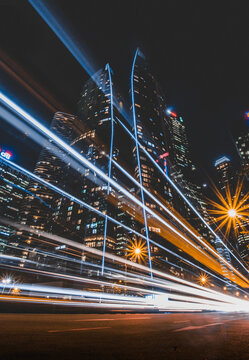 Light Trails On City Street At Night