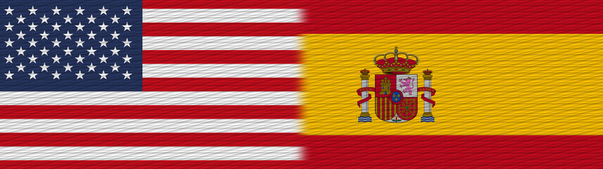 Spain and United States Of America Fabric Texture Flag – 3D Illustration