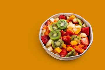 fruits on orange background