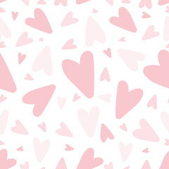 Seamless pattern with cute pink hearts.Vector graphics.