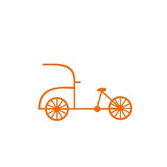 Fototapeta na wymiar Becak, rickshaw vector icon on white background. 