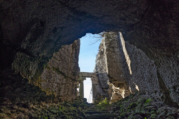 Ancient rock church near village of Mihalich, Bulgaria