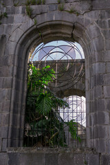 rustic window of abandoned castle