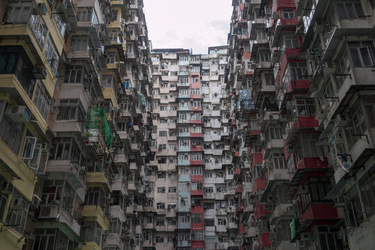 Low Angle View Of Buildings In City Against Sky, Hong Kong