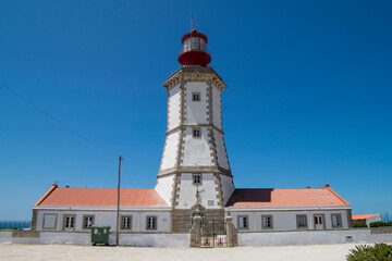 Lighthouse at Portugal, Cabo Espichel. Atlantic Ocean lighthouses. 