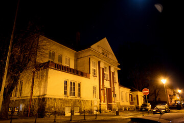 Václav Čtvrtek librari in Jičín. Town at nigth. With stars and moonlight.