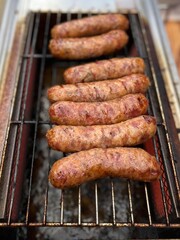 grilled sausages on the grill