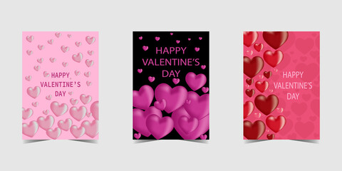 Set of Happy Valentine's Day. Design backgrounds for Greeting card or banner Vector  EPS10  