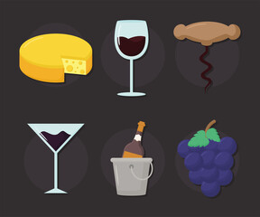 six wine icons