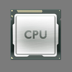 Realistic Modern multicore CPU. Vector illustration EPS 10.