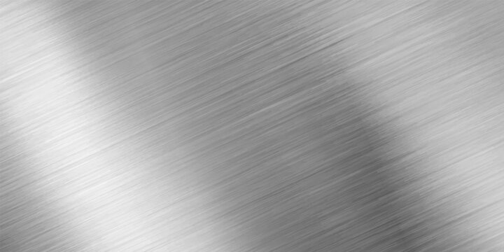 Stainless steel metal surface background or aluminum brushed silver texture with reflection.   