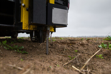 Soil Sampling - automated probe for soil samples taking sample with soil probe sampler. Precision...