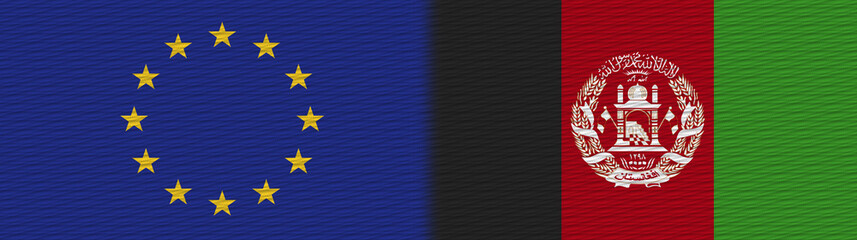 Afghanistan and European Union Europe Fabric Texture Flag – 3D Illustration