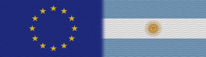 Argentina and European Union Europe Fabric Texture Flag – 3D Illustration