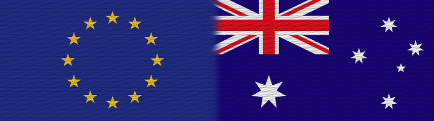 Australia and European Union Europe Fabric Texture Flag – 3D Illustration