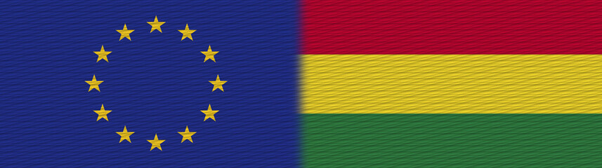 Bolivia and European Union Europe Fabric Texture Flag – 3D Illustration