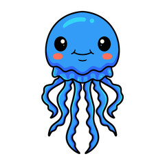 Cute blue little jellyfish cartoon