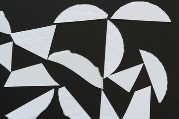 abstract composition in black and white - segments and triangles