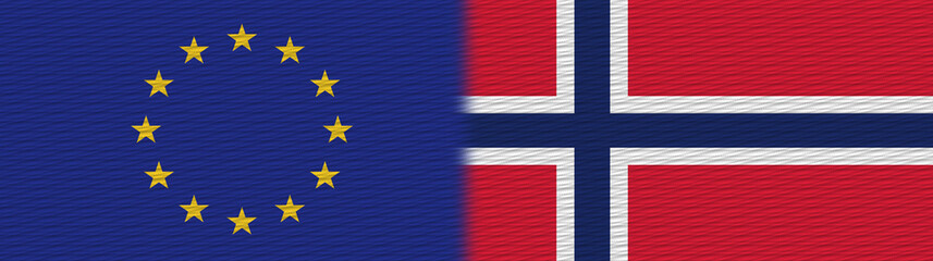 Norway and European Union Europe Fabric Texture Flag – 3D Illustration