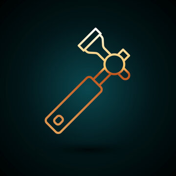 recommend clip art: Gold line Jewelers lupe for diamond grading with dimond icon isolated on dark blue background. Vector