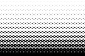 Halftone texture. Faded dot pattern for design prints. Bg abstract gradient. Black geometric background for overlay effect. Subtle patern. Digital grid polka. Dots gradation. Vector illustration