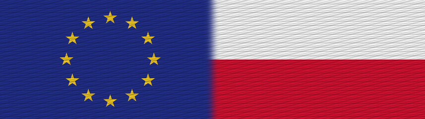 Poland and European Union Europe Fabric Texture Flag – 3D Illustration