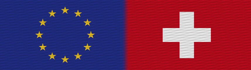 Switzerland and European Union Europe Fabric Texture Flag – 3D Illustration