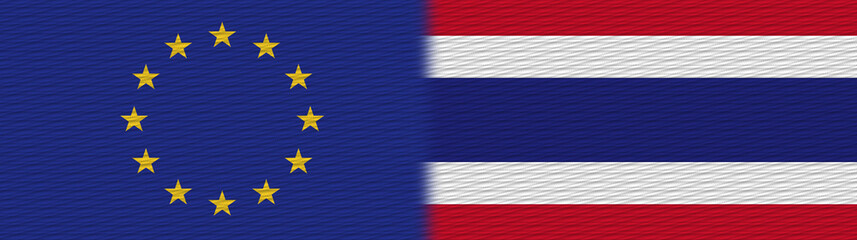 Thailand and European Union Europe Fabric Texture Flag – 3D Illustration