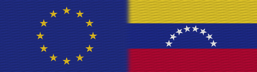 Fototapeta premium Venezuela and European Union Europe Fabric Texture Flag – 3D Illustration