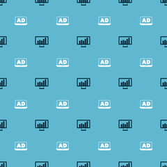 Set Monitor with graph chart and Advertising on seamless pattern. Vector