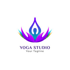yoga studio colorful logo design