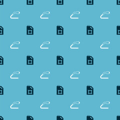 Set Canister for motor oil and Electrical cable plug charging on seamless pattern. Vector