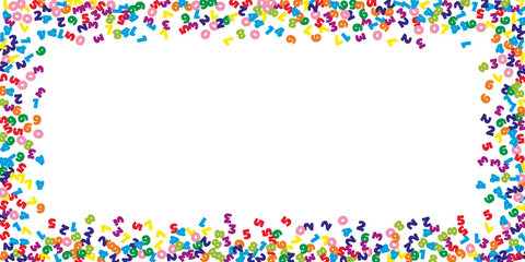 Falling colorful numbers. Math study concept with flying digits. Sightly back to school mathematics banner on white background. Falling numbers vector illustration.