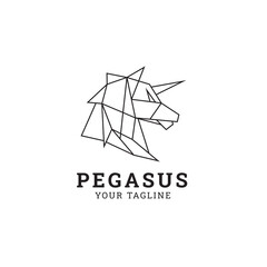 geometric pegasus horse logo design
