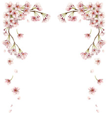 Obraz na płótnie Canvas アナログ水彩桜のフレーム素材