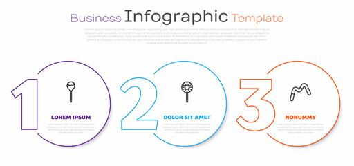 Set line Lollipop, and Jelly worms candy. Business infographic template. Vector