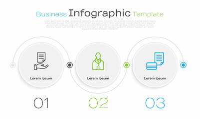 Set line House contract, Realtor and Credit card. Business infographic template. Vector