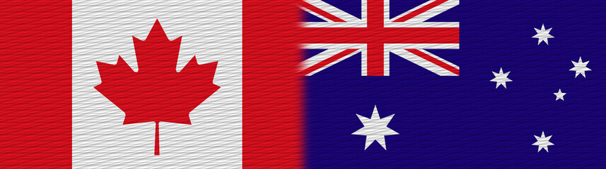 Australia and Canada Canadian Fabric Texture Flag – 3D Illustration