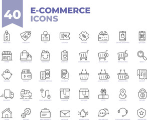 40 iconos para e-commerce, tienda en linea, aplicaciones.