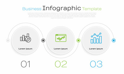 Set line Financial growth, Graph chart infographic and . Business infographic template. Vector