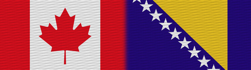 Bosnia and Herzegovina and Canada Canadian Fabric Texture Flag – 3D Illustration